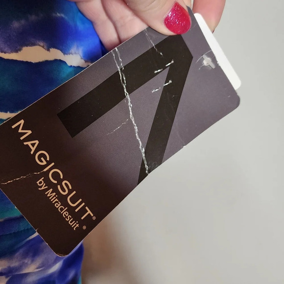 NWT Magicsuit by Miraclesuit ruched blue one peice swimsuit. Size 10 - Picture 5 of 13